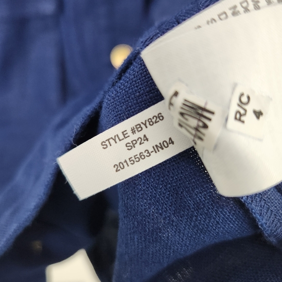 J. Crew 100% Linen Navy Blue Button-Up Short Sleeve Pocket Dress Size 8 NWOT - Picture 12 of 13